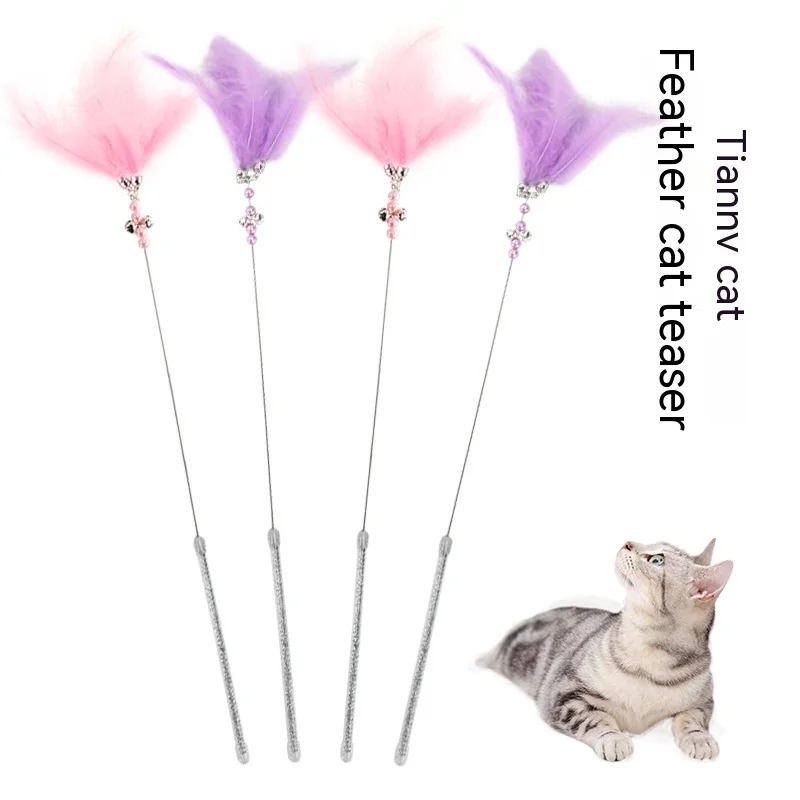 Cat Hair Bell Interactive Toy Stick Funny Kitten Toy Line Stick Fairy Funny Cat Stick Bell Feather Cat Toy Funny Cat Stick