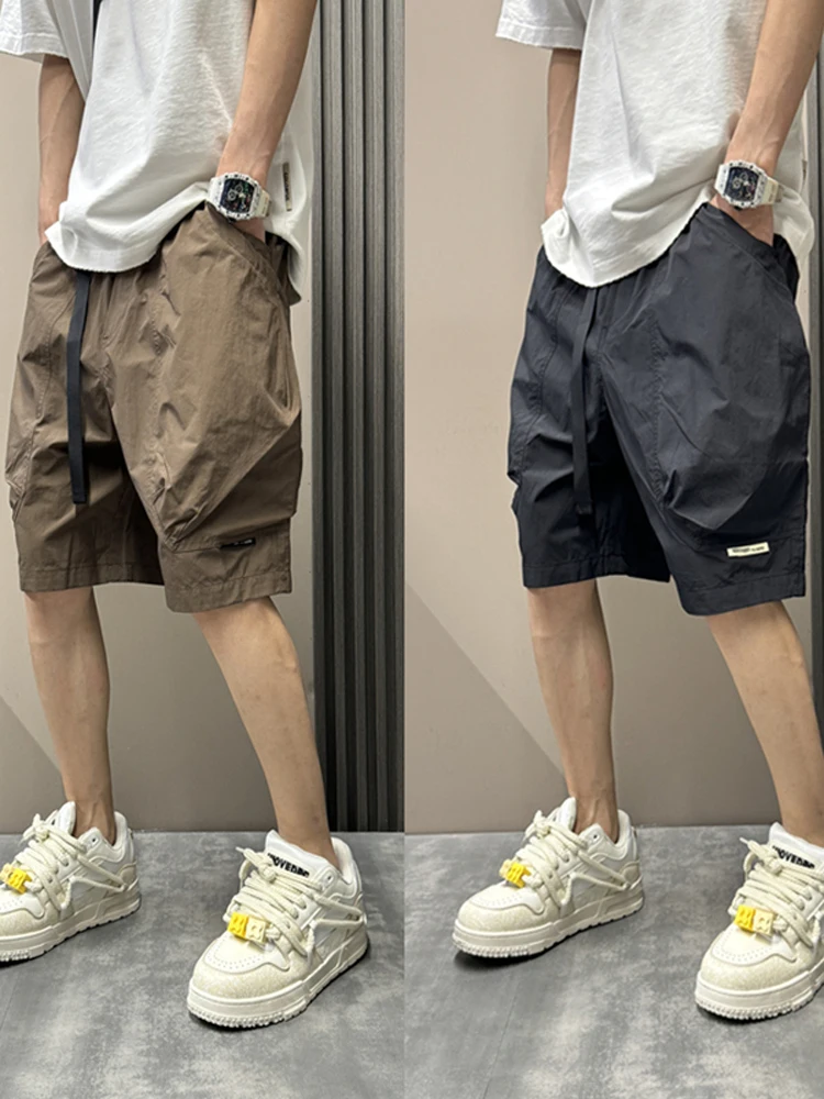 

Qui Dry, свободная посадка, повседневная тонкая уличная одежда, мужская летняя одежда, прямые брюки, рабочая одежда, длина пять четвертей