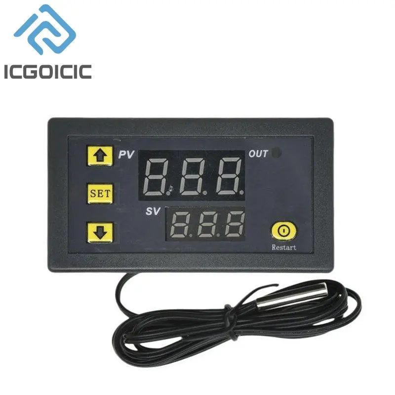 W3230 12V 24V AC110-220V Probe line 20A Digital Temperature LED Display Thermostat With Heat/Cooling Control Instrument