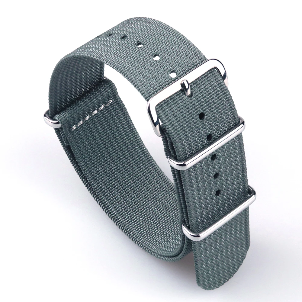 Ribbed Watch Strap 18mm 19mm 20mm 22mm 24mm One-Piece Nylon Braid Ballistic Fabric Watchband Accessories for Military Band