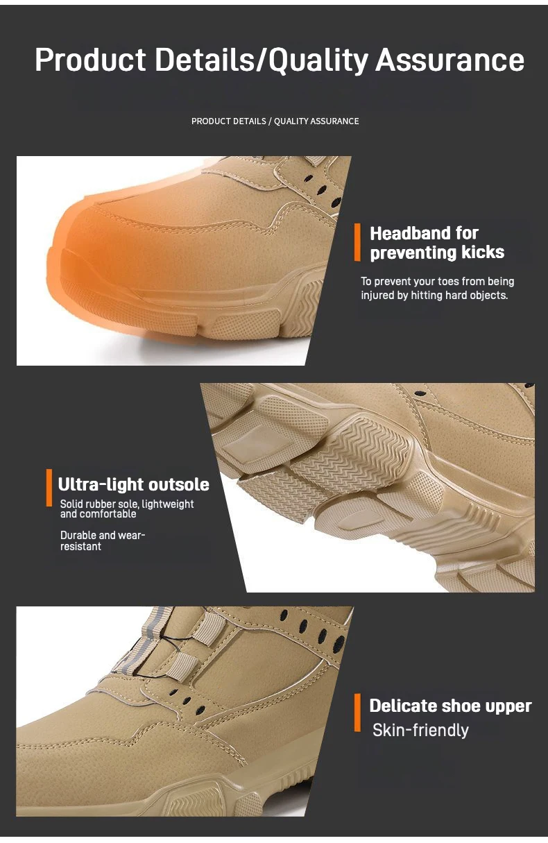 Taktische Herrenschuhe mit Stahlkappe, durchtrittsichere Sicherheitsstiefel, rutschfeste, verschleißfeste Arbeitsschuhe für den industriellen Einsatz. – Detail 12