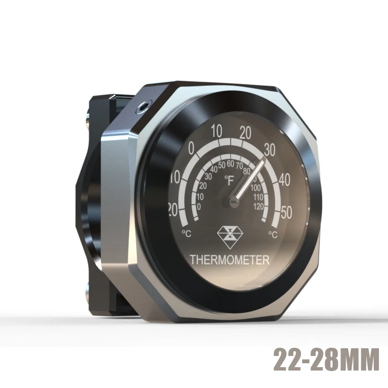 CNC Chrome Plated Motorbike Universal Thermometer Schedule Waterproof Electronic Watch Thermometer Handlebar Mount