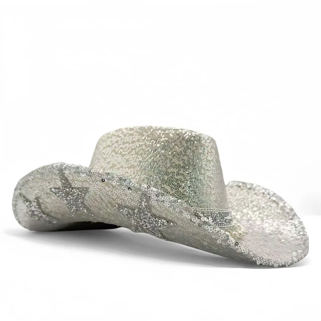 HongLuan – chapeau de Costume d'halloween argenté pour adultes, chapeaux de Cowboy en strass pour femmes, accessoires de Cosplay de Cowboy et casquette de Cowgirl