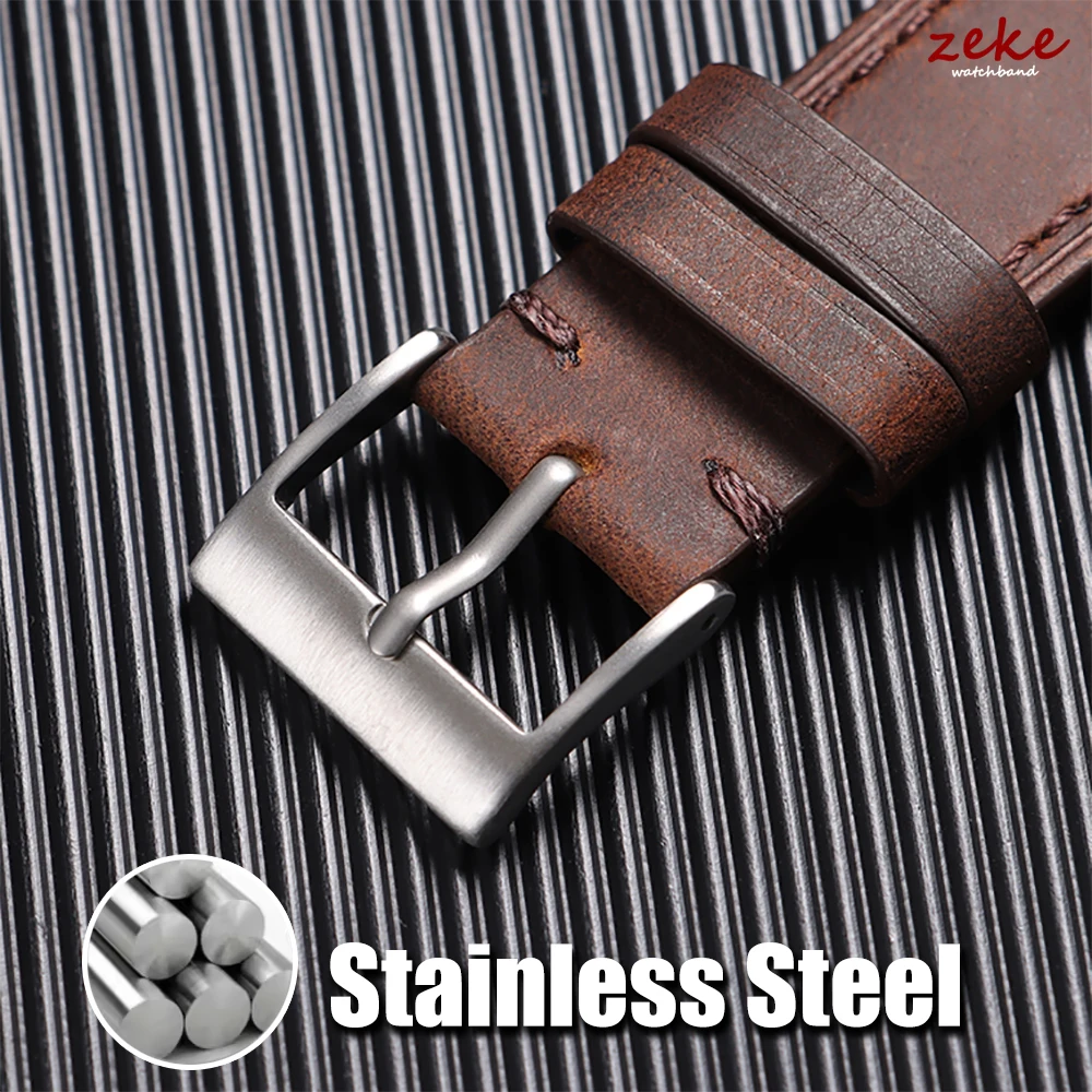 18mm 19mm 20mm 21mm 22mm 24mm Vintage Cowhide Watch Strap Universal Leather Watchband Retro Bracelet Quick Release Bar Wristband image 6