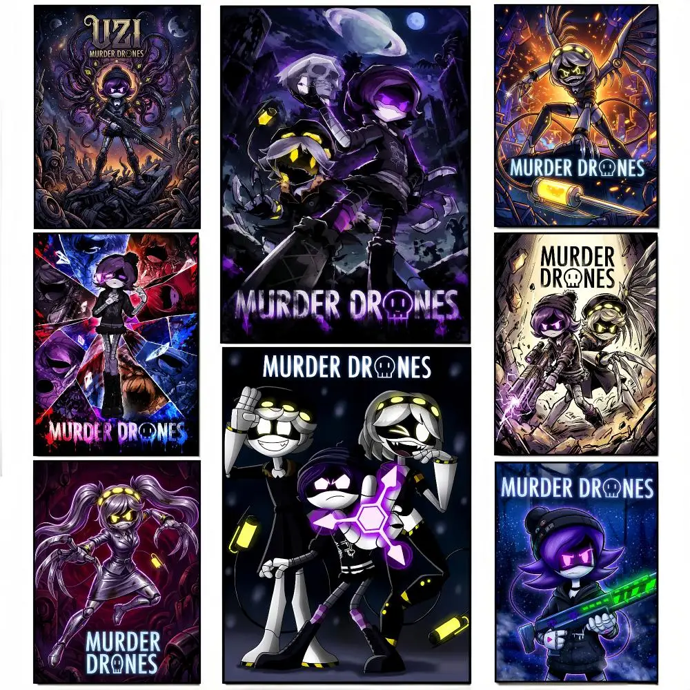 Cartoon M-Murder Drones Painting Calligraphy Canvas Poster Wall Art for Living Room Bedroom Study Office Home Decor Gift