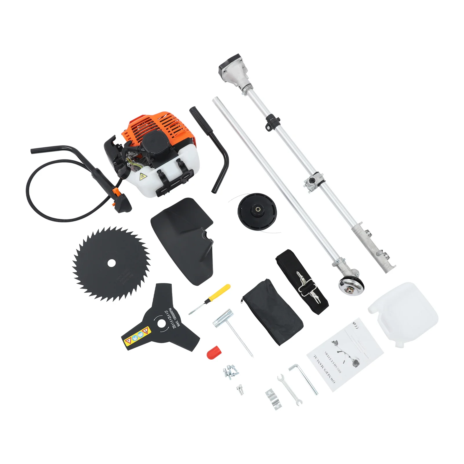 Gas Weed Trimmer 42.7cc 2-Stroke, Brush Cutter with 3 Heads, U-Shaped Handle Shoulder Strap, 6500RPM for Garden