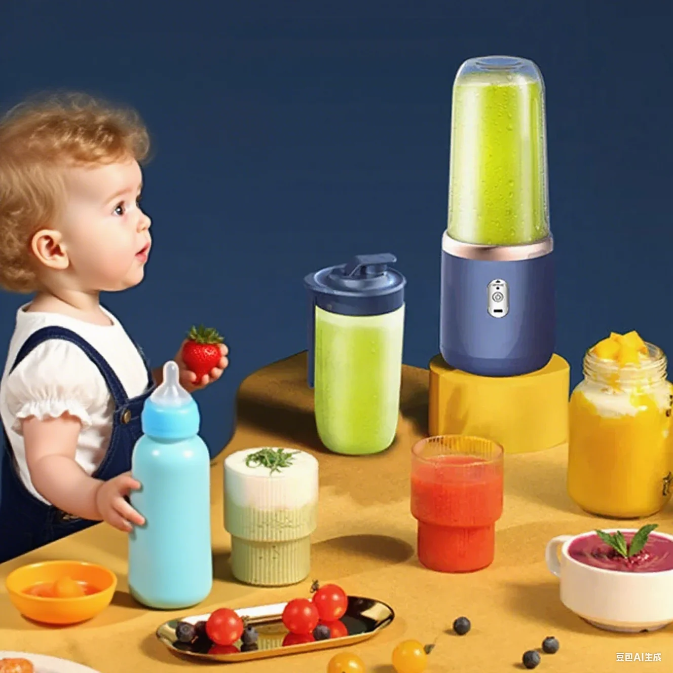 2-in-1 PortableBlenderandJuicer with 6 Blades,USBCharging,DualCups,SuitableforSnowMud,MilkshakesandIceDrinks Perfect Gift