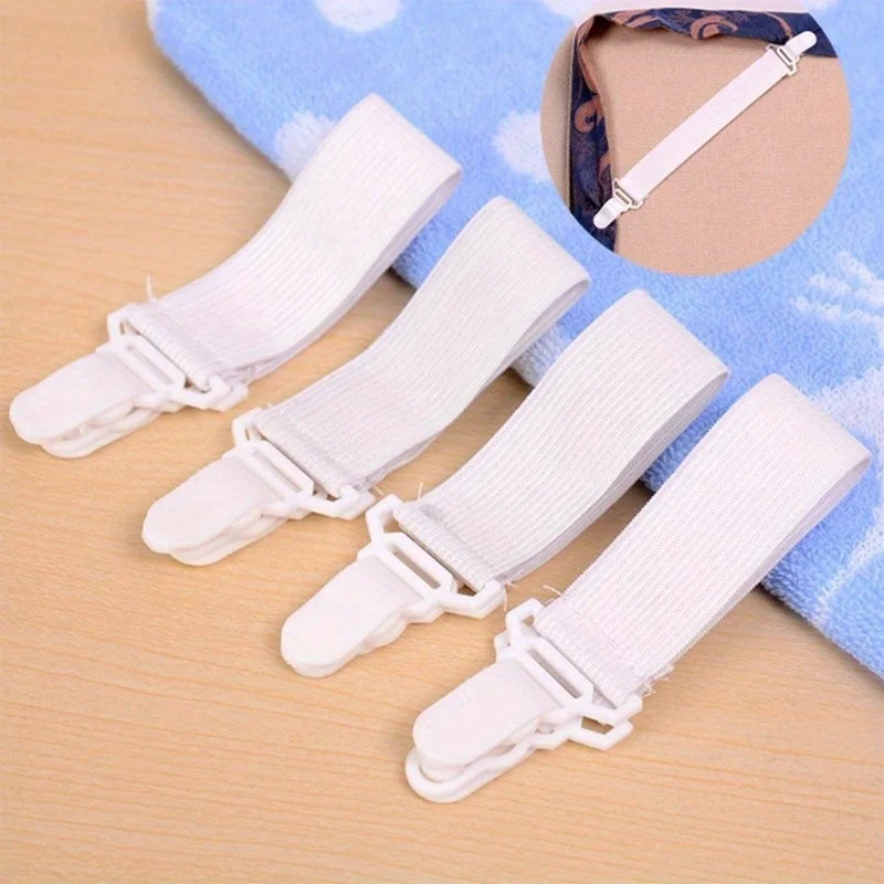 4pcs Bed Sheet Clips with Elastic Band, Keep Your Sheets in Place