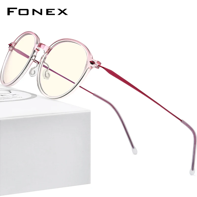 FONEX Anti Blue Light Blocking Glasses Women 2020 New Antiblue Rays Computer Eyeglasses Men FAB019 (Nylon Frame B Titanium Arm)