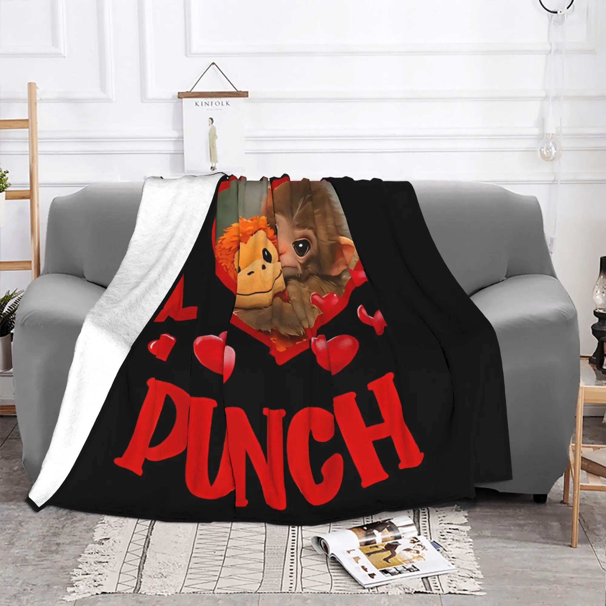 1PC Heart Aesthetic Cute monkey hugging plush home room decorations Winter Blankets for Adults Bedding Home Interior Sofa Knee