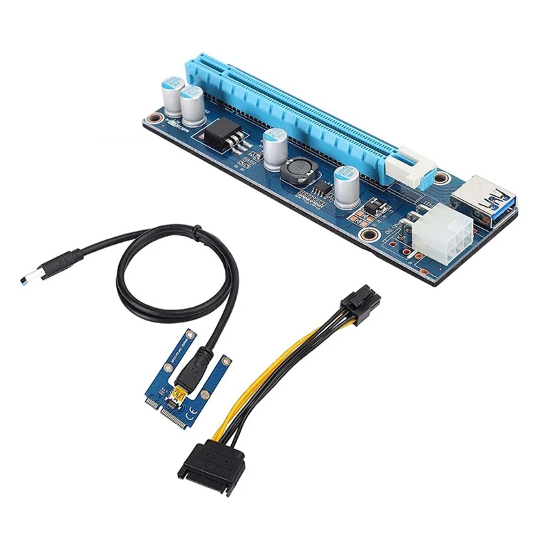 Mini PCIE 16X Adapter,PCIE To PCI Express16x Extender,With 4 Solid Capacitors And 6Pin Interface,For Video Card Mining-AT93