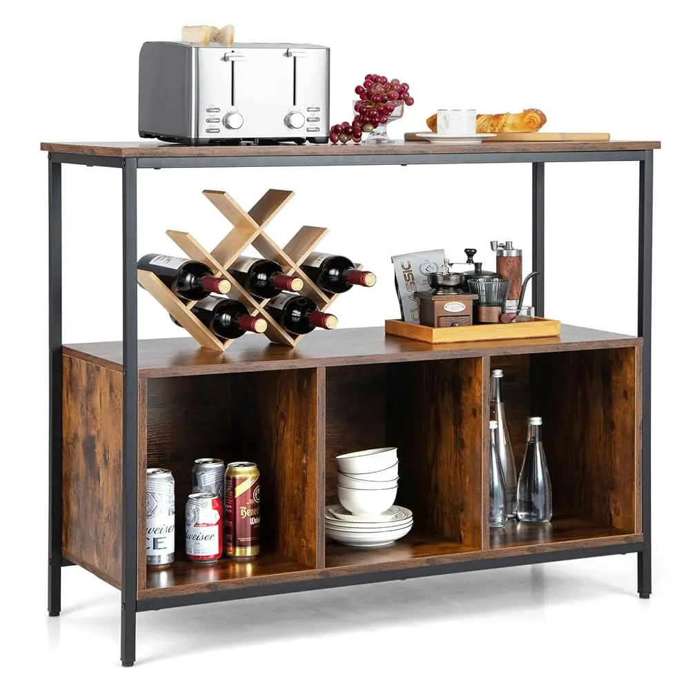 

Буфет, деревянный шкаф, кухонная кладовая со стойкой, большая открытая полка, 3-кубический шкаф для хранения, прочный