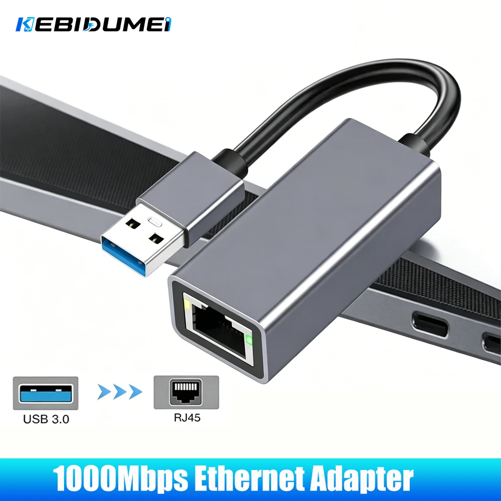 KEBIDUMEI USB 3.0 Type C Ethernet Adapter 1000Mbps USB RJ45 Network Card For MacBook PC Window Android USB Lan Internet Cable