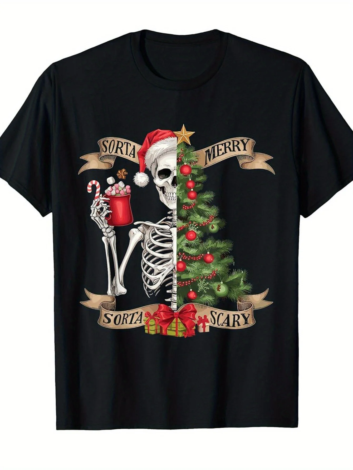 

The Funny Christmas and Halloween Print Pattern for Men Is Made Pure Cotton Fabric Which Is Soft and Comfortable Harajuku Zero