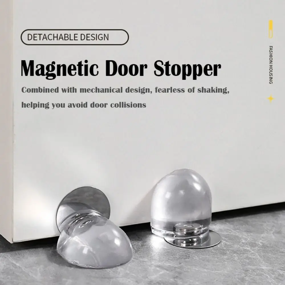 2024 Noise Reduction Magnetic Door Stopper PU Non Punching Floor Block Anti Collision Doorstop Baby Safety