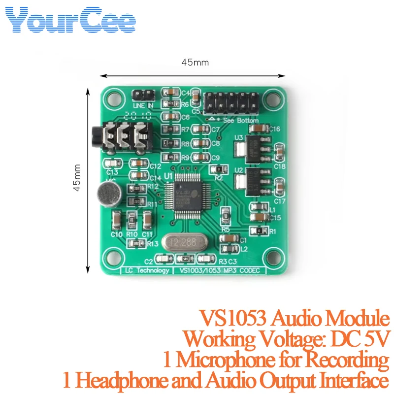 VS1053 Audio MP3 Player Module Development Board Recording SPI OGG Encoding Recording Control Signal Filter VS1053B-L LQFP-48