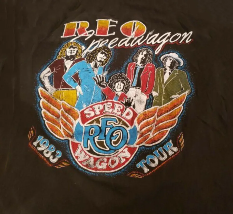 Vintage 1983 Tour REO SpeedWagon Shirt Short Sleeve Black Unisex S-5XL NE2495