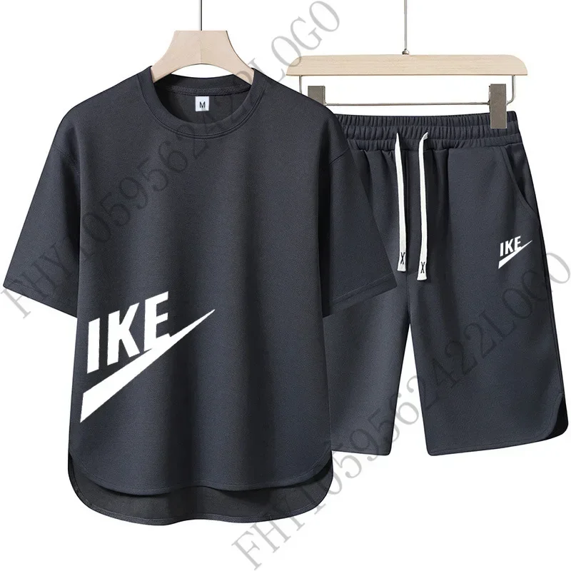 Summer 2025 Fashion and Comfort Men's short-sleeved T-shirt + shorts 2-piece outdoor fitness and casual breathable sportswear