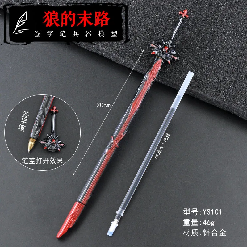 Game Impact Wapens Model Briefpapier Mooie Creatieve Balpen Anime Cosplay Rekwisieten Zwaardpennen Fans Souvenir Cadeau 22Cm