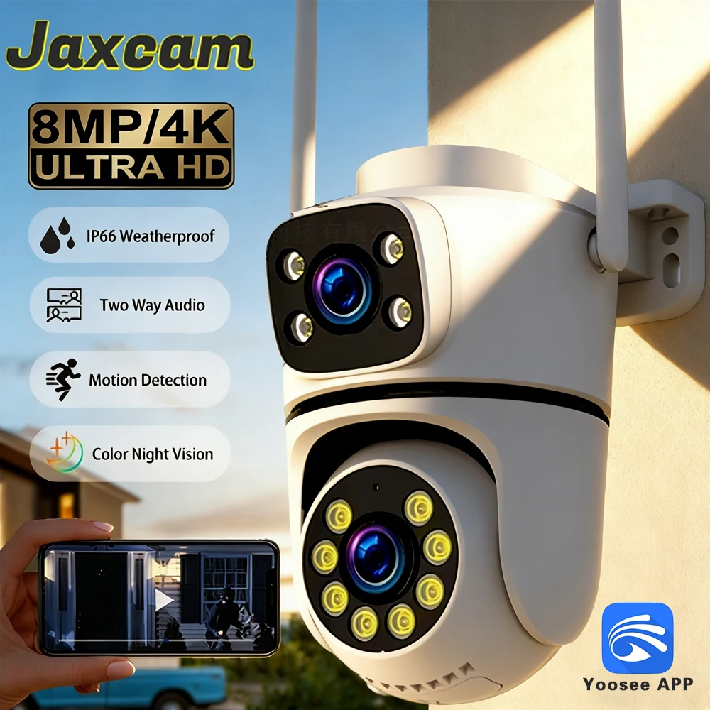 

Уличная IP-камера с двумя объективами 4K 8MP, Wi-Fi, PTZ, двусторонней аудиосвязью, AI-отслеживанием, цветным ночным видением и функцией видеонаблюдения