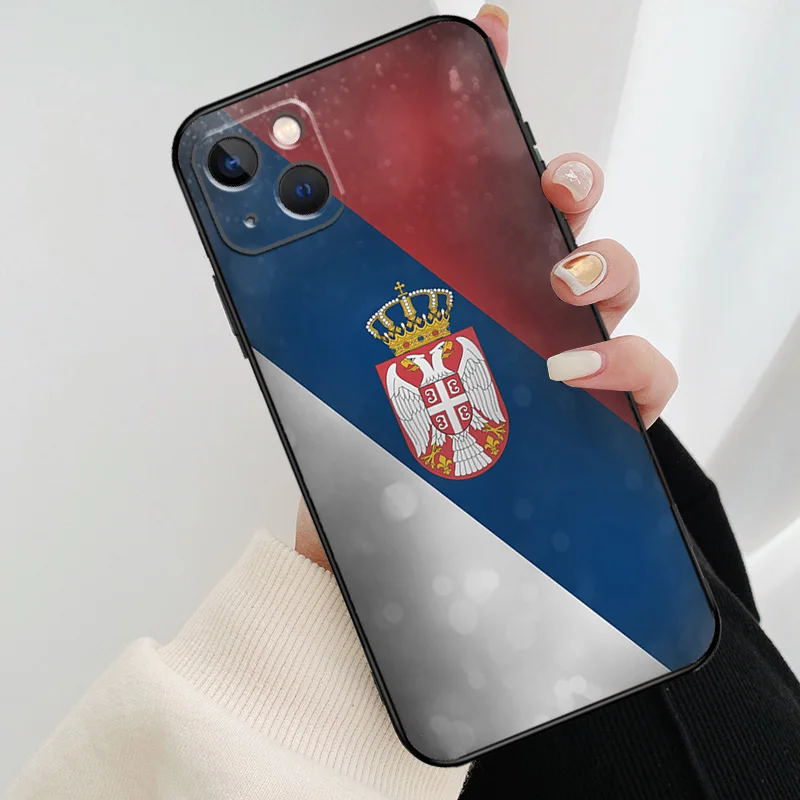 Flag of Serbia Serbian Phone Case For iPhone 11 12 13 14 15 16 Pro XS Max Mini Cover For iPhone X XR Plus Back Case