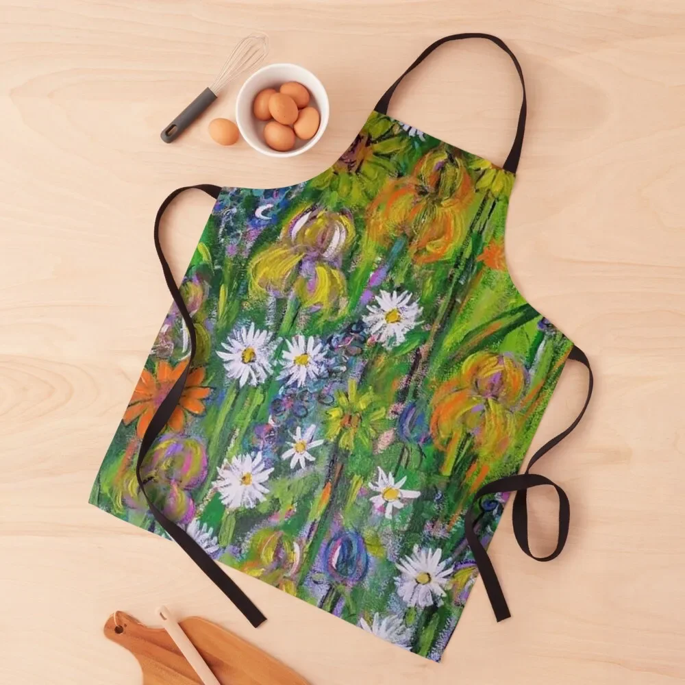

Field of Flowers Apron painters Bib For Kitchen men's barbecue Kids Apron