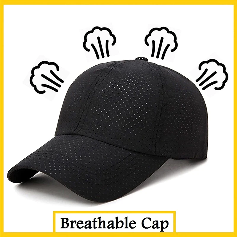 Summer Baseball Cap Solid Thin Mesh Portable Quick Dry Breathable Sun Hat Women Men Golf Tennis Running Hiking Camping