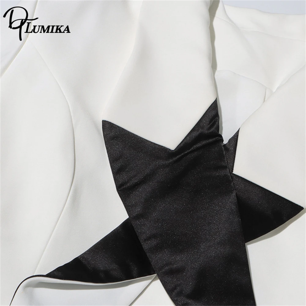 سترة بدلة بيضاء مصممة من DTLumika للنساء، سترة رسمية ضيقة مقاس M-XL للسيدات بنمط نجوم رقعة عمل Tux