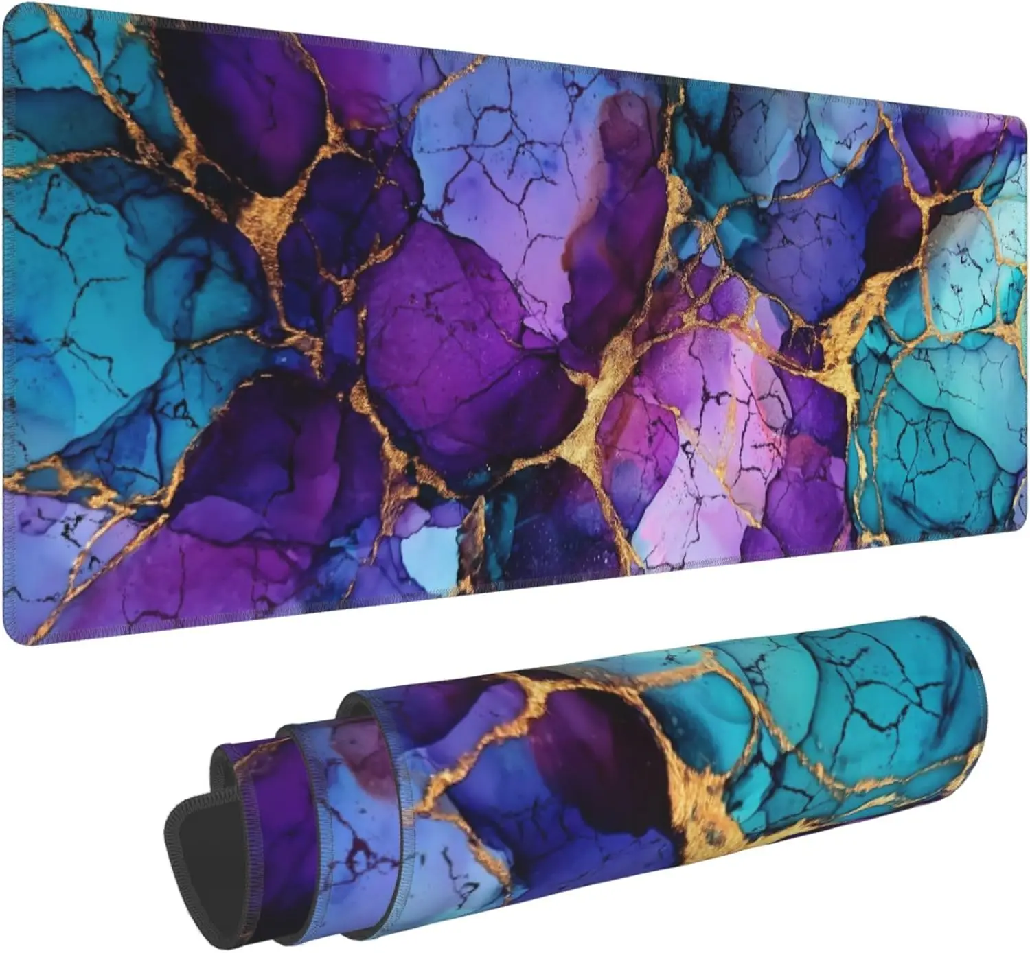 

Marble-Themed Extended Gaming Mouse Pad – XL Large Desk Mat with Stitched Edges for Gamers and Home Office