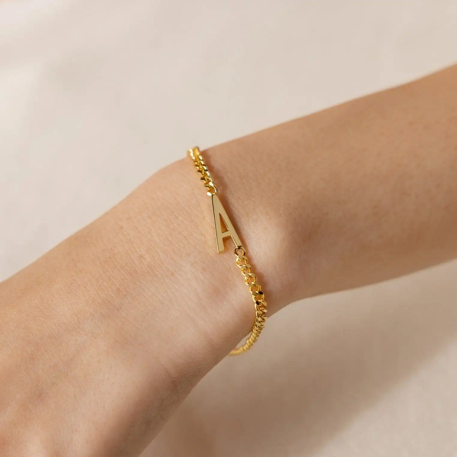 Custom Large Letter Bracelet Personalized Initial Bracelets For Women Men Customized Stainless Steel Bracelet Wrist Jewelry
