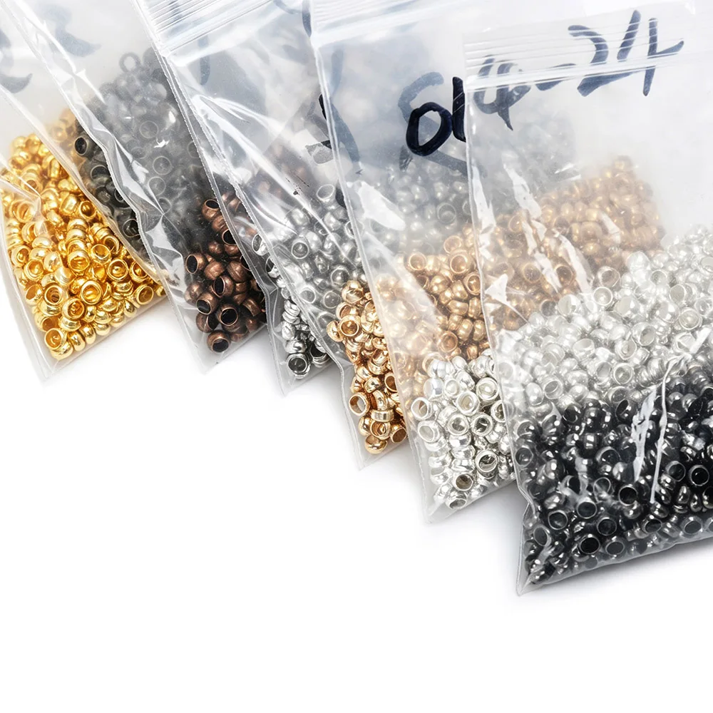 500/Lot Ende Perlen Silber Gold Überzogene 1.5/2/2.5/3/3.5/4mm Dia Crimp Perlen Legierung Perlen Für Schmuck Machen Schmuck DIY Finding – Detail 5