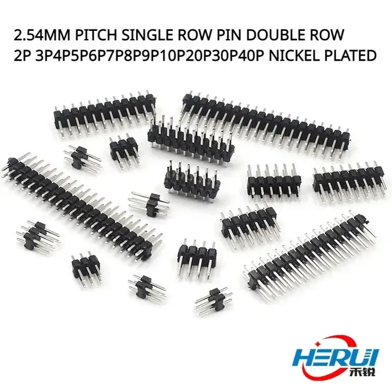 

2.54MM PITCH SINGLE PIN DOUBLE ROW 2P 3P4P5P6P7P8P9P10P20P30P40P NICKEL PLATED