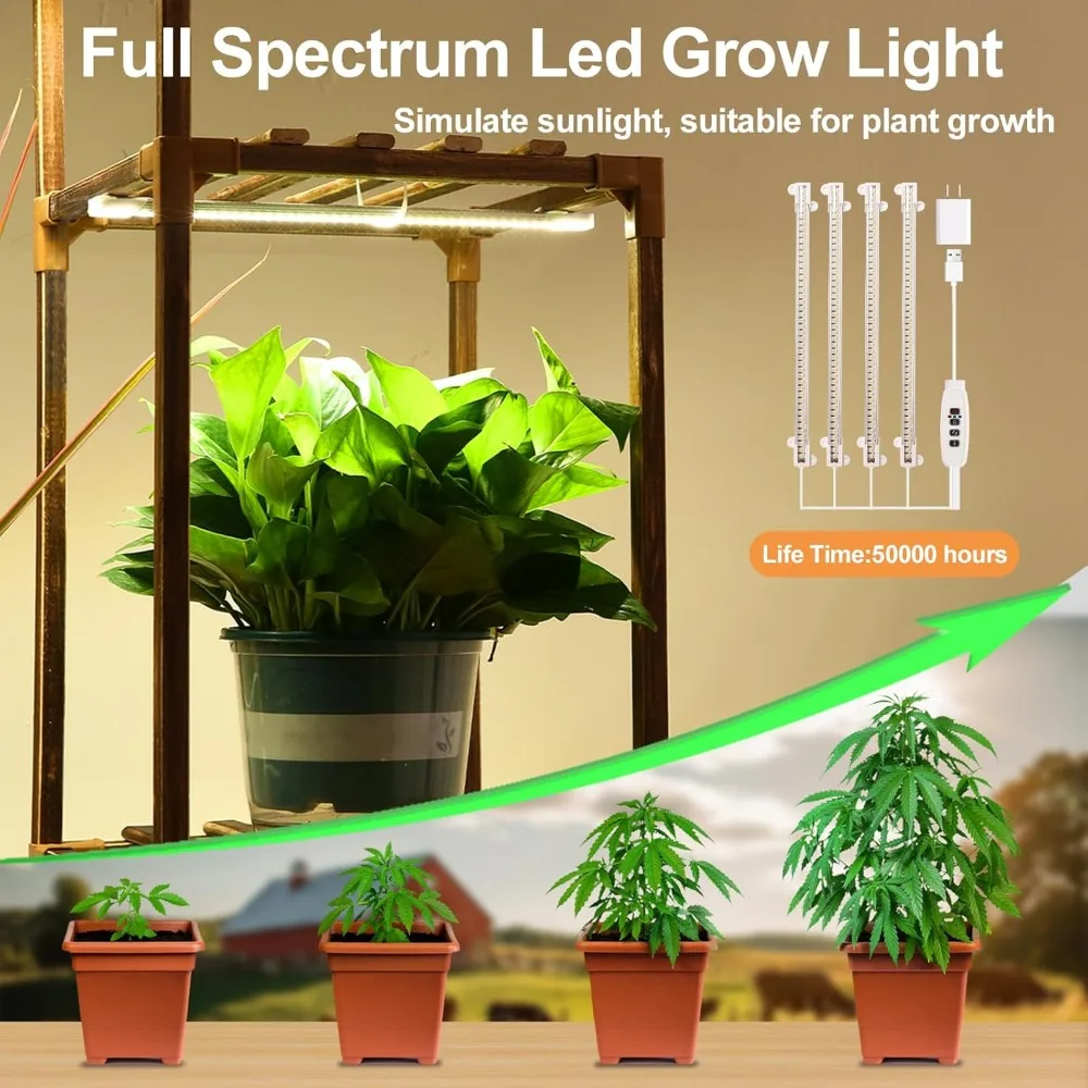 حامل نباتات خشبي مكون من 8 طبقات مع ضوء نمو LED كامل الطيف ومؤقت وتحكم في السطوع للنباتات الداخلية #3