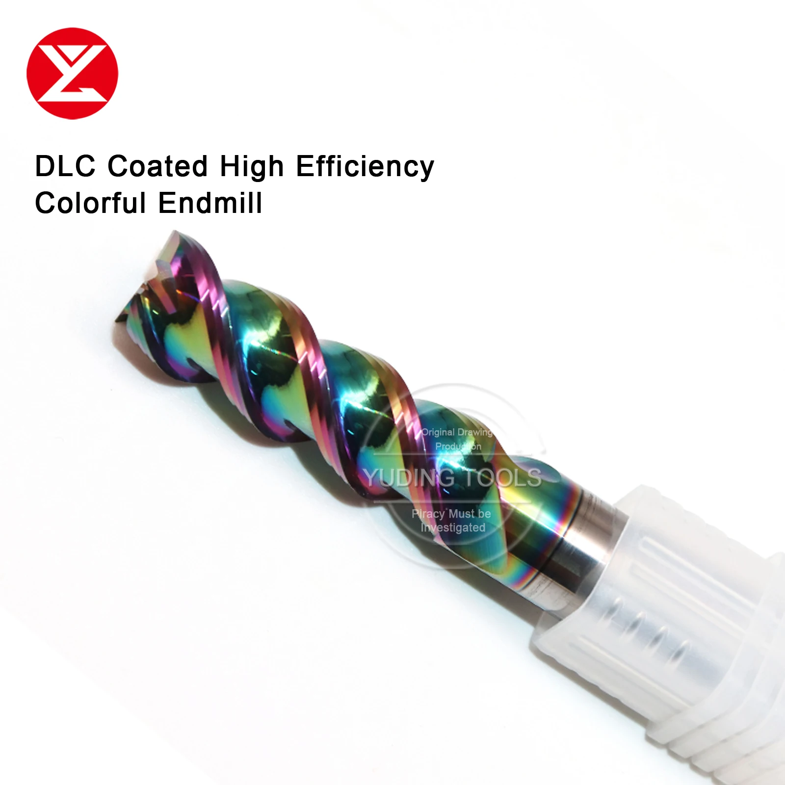 HRC60 DLC Coating Colorful High Gloss High Efficiency Aluminum Milling Cutter Tungsten Carbide Steel 3Flute End Mill 4 6 8 10mm