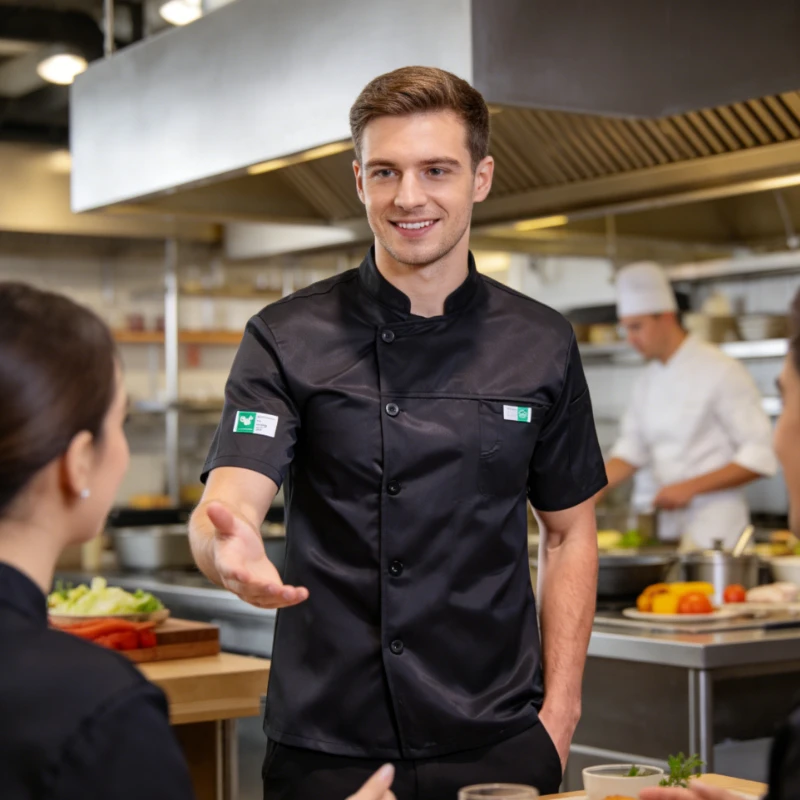 Versatile Chef Uniform for Hotel Kitchen, Breathable Quick-Dry Thin Shirt, Daily Short-Sleeve Workwear for Restaurant Kitchen