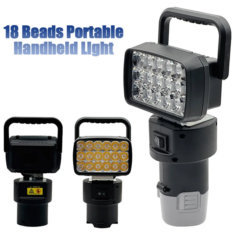 

A98E-18 Beads LED Working Light Spotlight For Lomvum Deyun Zhipu Fuge 12V BL1013B Lithium Battery Portable Handheld Lamp