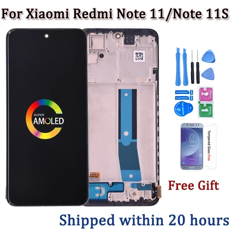 6.43\'\' For Xiaomi Redmi Note 11 LCD Display Note 11 2201117TG Screen Touch Glass Digitizer For Redmi Note 11S LCD 2201117SG