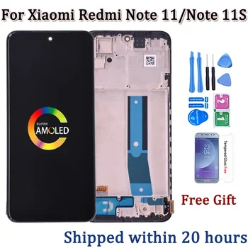 شاشة LCD مقاس 6.43 بوصة لهاتف Xiaomi Redmi Note 11 نوت 11 2201117 محول رقمي زجاجي بشاشة تعمل باللمس TG لشاشة Redmi Note 11S LCD 2201117 إس جي