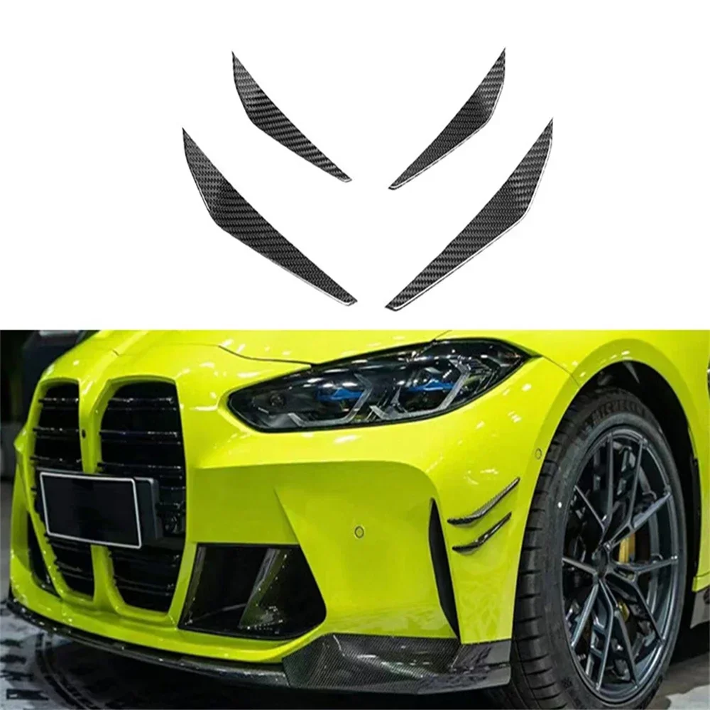 

Dry Carbon Fiber Bumper Side Wing Front Bumper Lip Fins Canards Trims Fit For BMW G80 G82 G83 M3 M4 Bumper MP Car Accessories