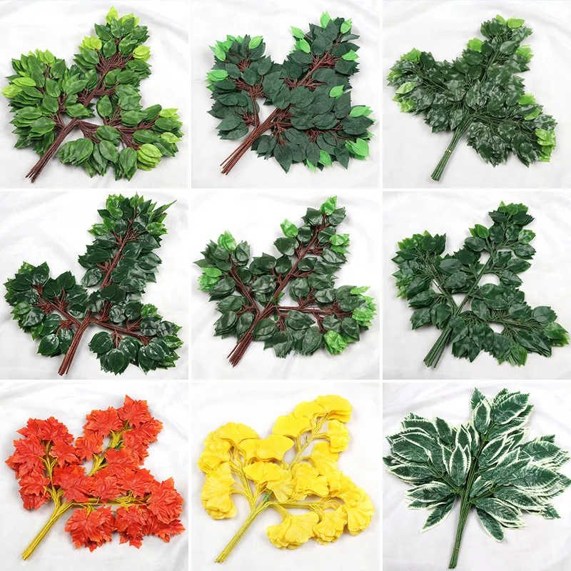 

12pcs/Lot Artificial Leaf Fake Flower Decoration Home Wedding Party Scene layout DIY Simulation Plant Ficus Leaves Decor Acces