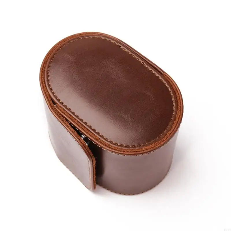 

R9JE Watch Box Single Slot PU leather Travels Jewelry Storage for Organizers Brown