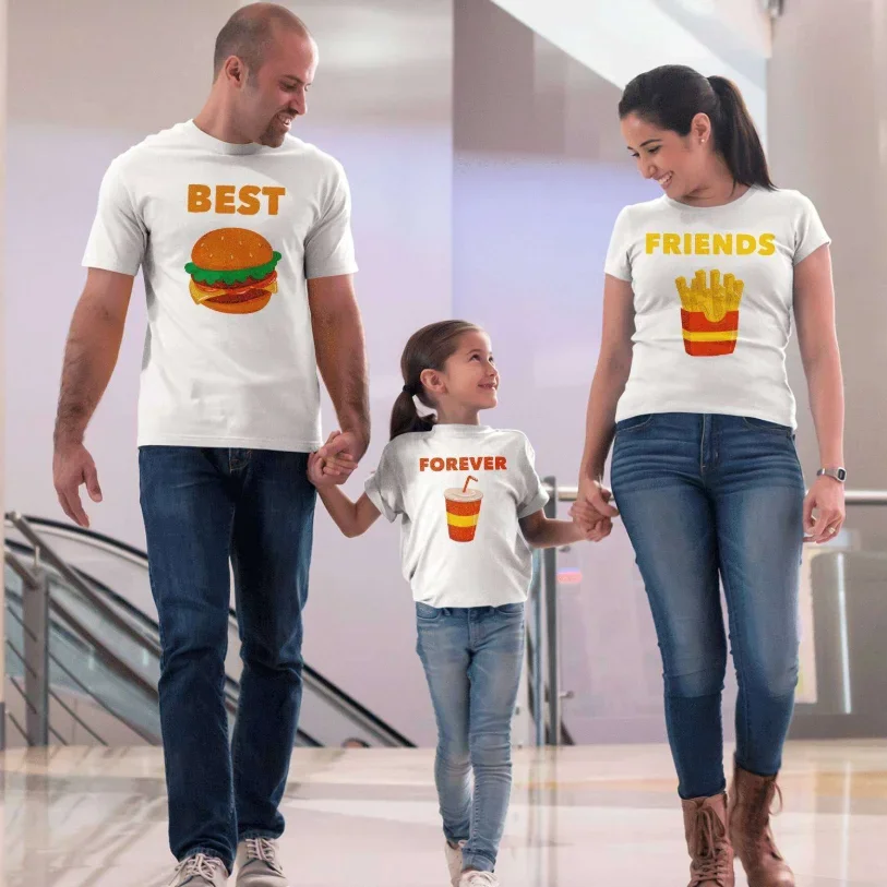 Best Friends Forever, Burger, Fries, Coke, Family T-Shirt Family Matching Outfits Gift Mom and Dad and Children Shirt