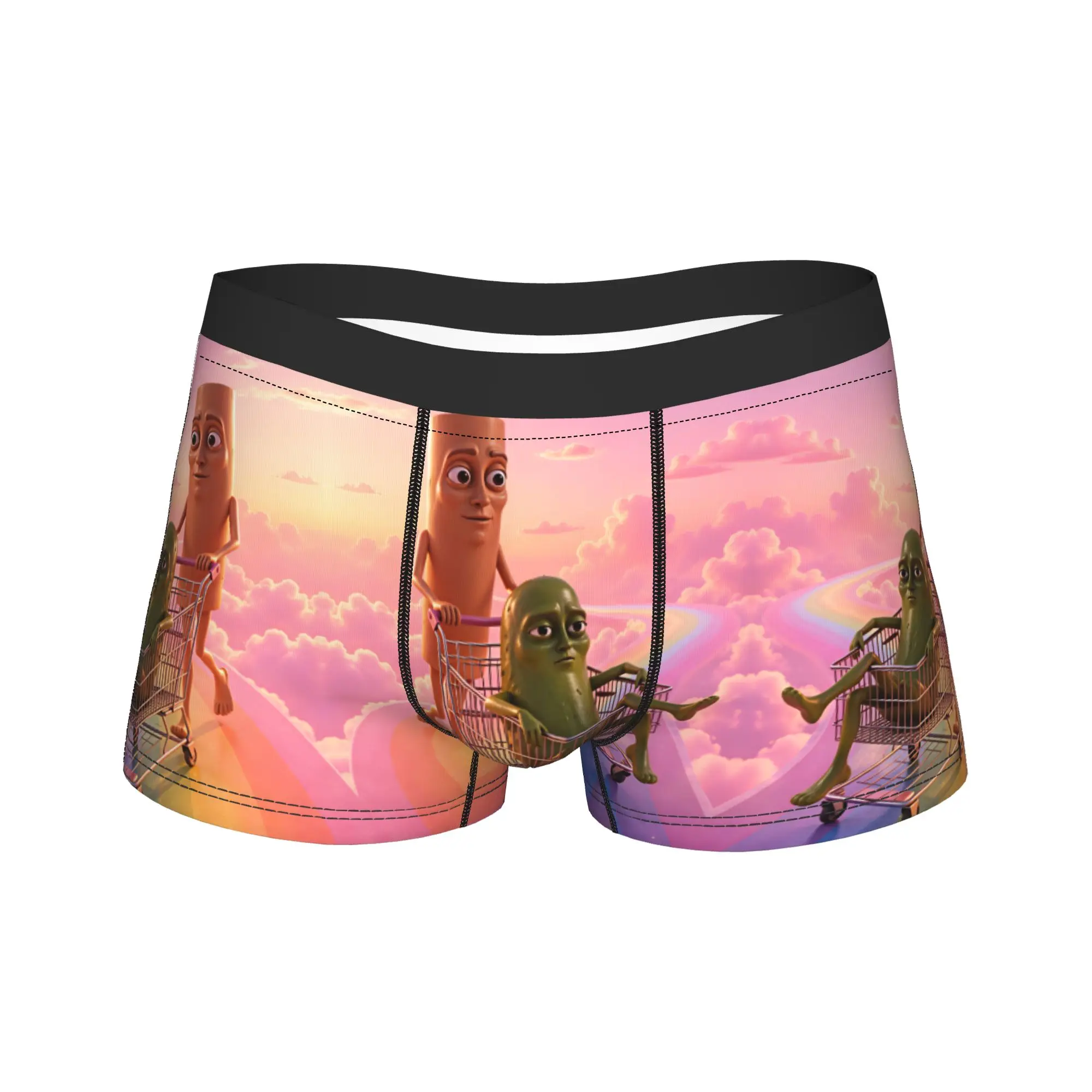 Tung Tung Sahur Pickle Shopping Cart Rainbow Meme Shorts Briefs  Underwear Hot Sale Man Comfortable Boxer Shorts Underpants