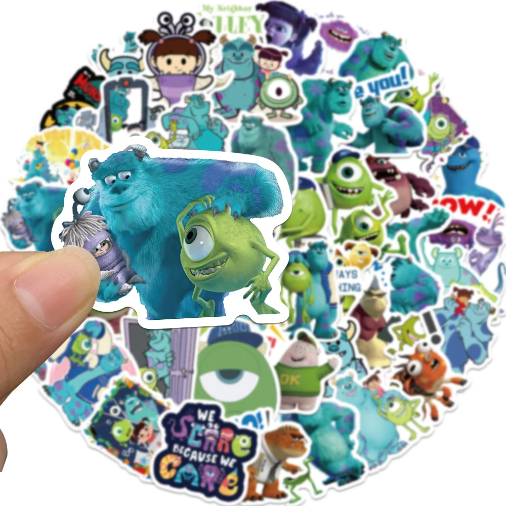 50pcs Disney Monsters Inc Stickers Funny Cartoon Decals Toys DIY Notebook Phone Skateboard Laptop Helmet Car Sticker Gifts