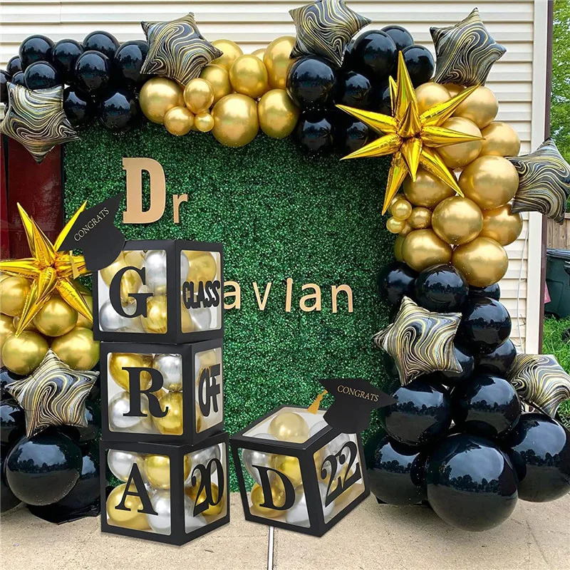 

Balloons Garland Arch Kit For 2022 Graduations Party Decors Boxes With Alphabet GRAD Proud of You Class Off Graduations Balloon