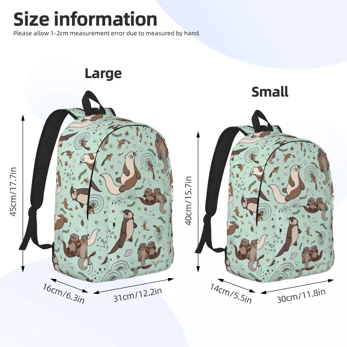 Kawaii Sea Otters Backpack for Men Women Teenage High School Business Daypack Animal Laptop Computer Canvas Bags Sports