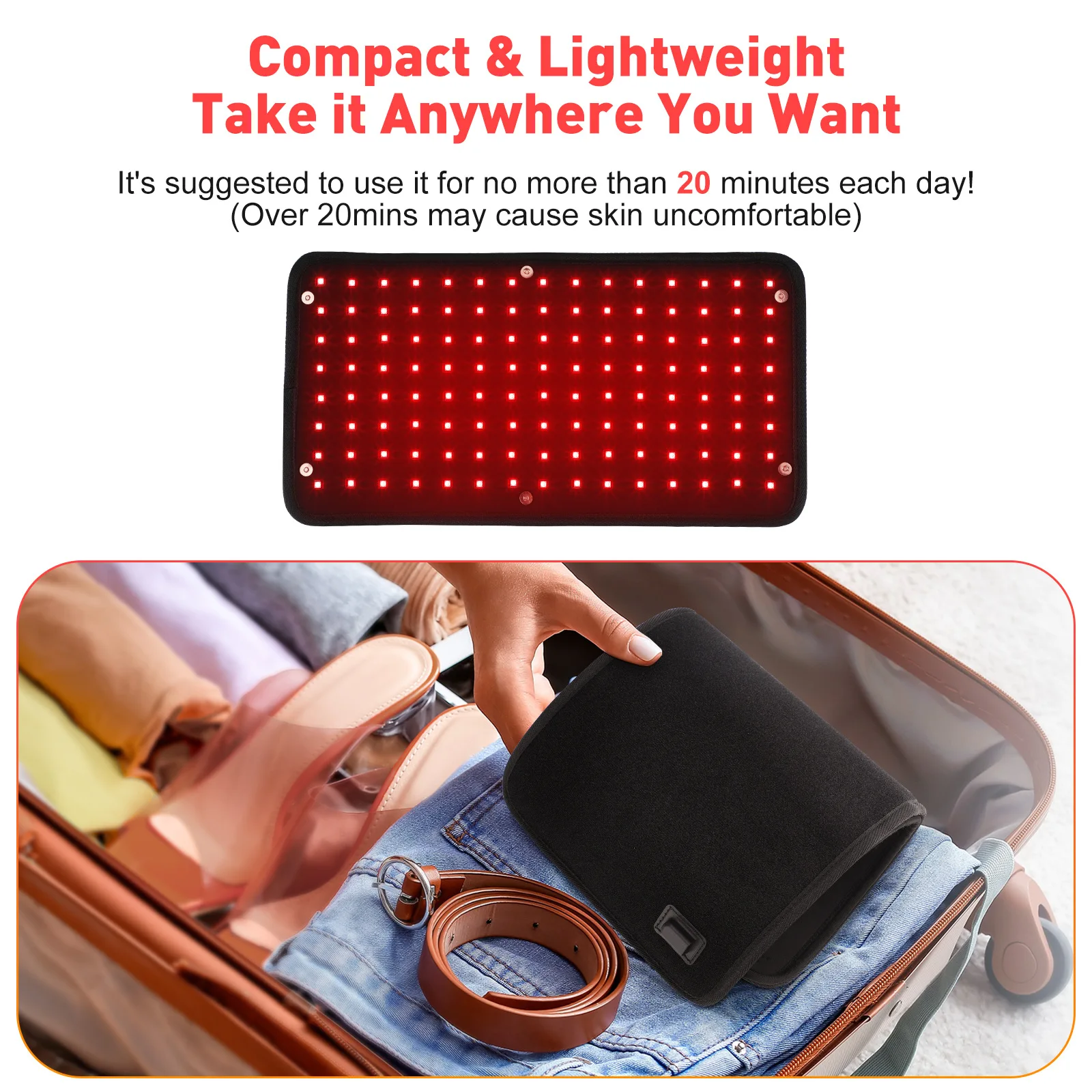 Ceinture de compression chaude de physiothérapie à lumière rouge infrarouge, 5 modes, 120 LED, 110-240V, 40W, 660nm et 850nm, photothérapie, 6 vitesses, ensemble de synchronisation