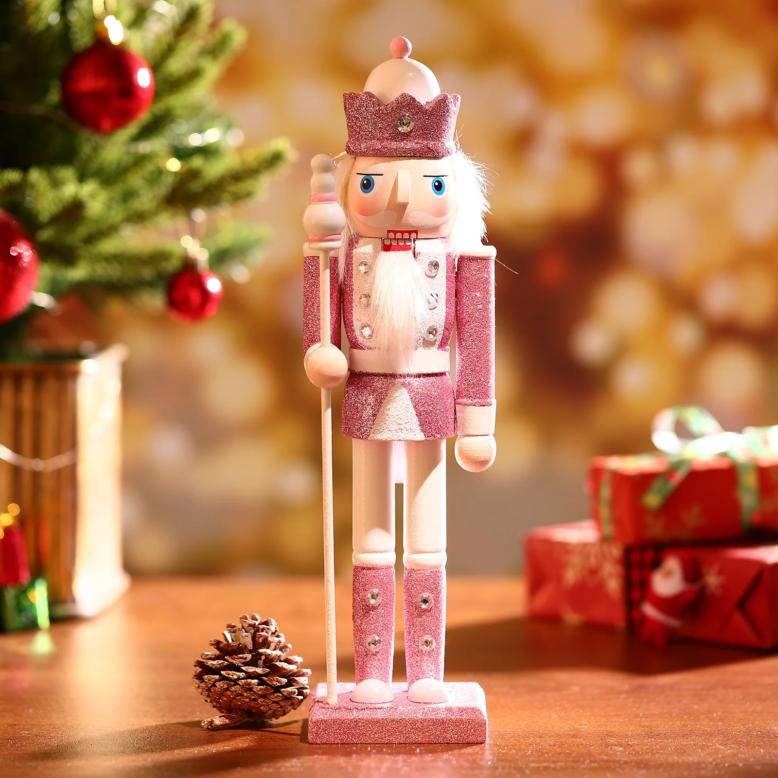 

Desktop Decor Nutcracker Puppet Ornament Wooden Soldier Cotton Christmas Decoration Embellishment Festive Gift