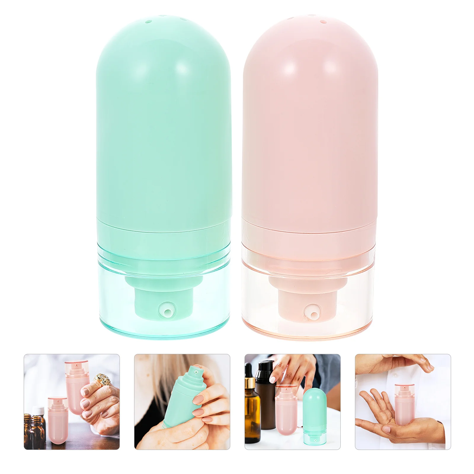 2 Pcs Lotion Bottle Face Press Type Plastic Container Vacuum Skin Care Product Packing Abs Travel Shampoo