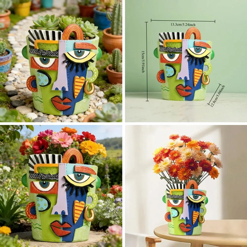 Abstract Face Flower Pot Decorative Planter Picasso Vases Balcony Succulent Plant Holder Ornament